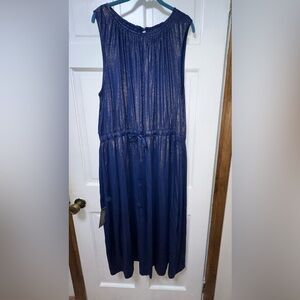 New Lane Bryant dress sz 22/24 beautiful shimmering blue with drawstring waste